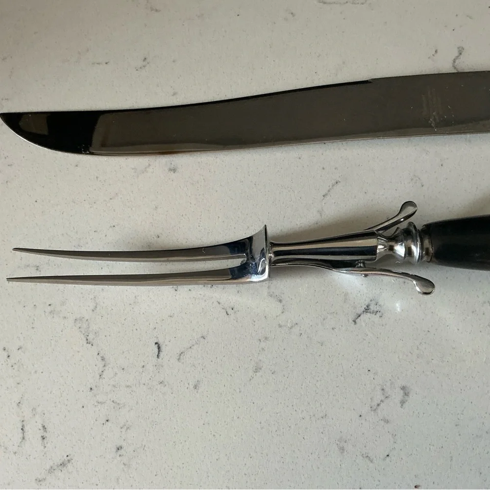 Vintage Leppington cutters Sheffield England carving knife set of 2 horn handles
